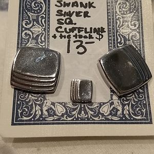 Silver Art Deco cuff link and tie tack